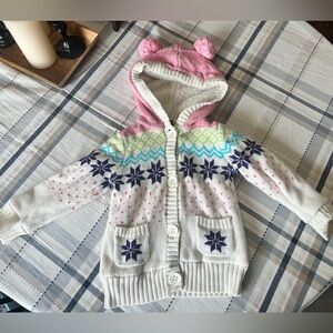 GAP Toddler Cream and Pink Knit Cardigan